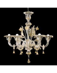 Replacement retailer high leaf Murano chandelier 30 cm clear and pure gold glass size MG