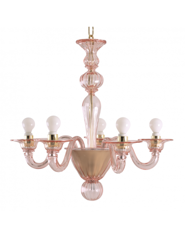 Pink peach fuzz chandelier, color 2024 in Murano glass