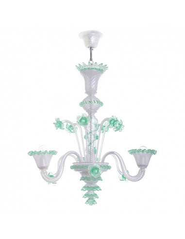 Lampadario veneziano Eudora - Opalino e Rosa