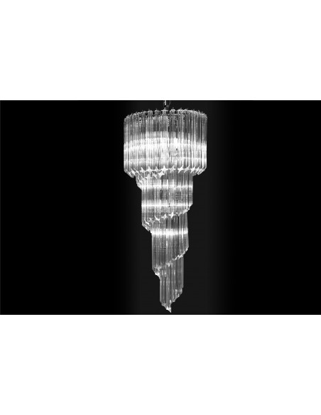 Valzer - Quadriedri chandelier in Murano glass on a black background